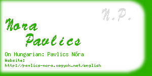 nora pavlics business card